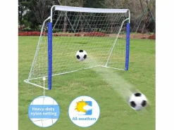 Hot Portería de fútbol plegable portátil con base de metal, red resistente, ideal para entrenamiento en exteriores e interiores, (240 x 150 x 90 cm) Aparato De Musculación