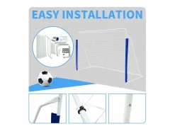 Hot Portería de fútbol plegable portátil con base de metal, red resistente, ideal para entrenamiento en exteriores e interiores, (240 x 150 x 90 cm) Aparato De Musculación