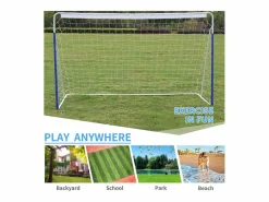 Hot Portería de fútbol plegable portátil con base de metal, red resistente, ideal para entrenamiento en exteriores e interiores, (240 x 150 x 90 cm) Aparato De Musculación