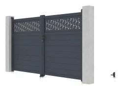 Hot EXPERTLAND Portón aluminio - Ancho 305 x Alt. 181 cm - Antracita - BAZIO Gris antracita