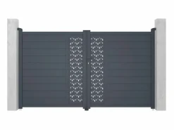 Hot EXPERTLAND Portón aluminio - Ancho 305 x Alt. 181 cm - Antracita - GREGOR Gris antracita