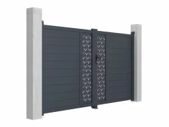 Hot EXPERTLAND Portón aluminio - Ancho 305 x Alt. 181 cm - Antracita - GREGOR Gris antracita