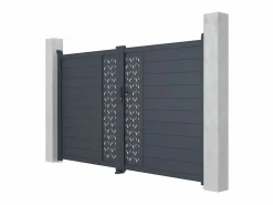 Hot EXPERTLAND Portón aluminio - Ancho 305 x Alt. 181 cm - Antracita - GREGOR Gris antracita