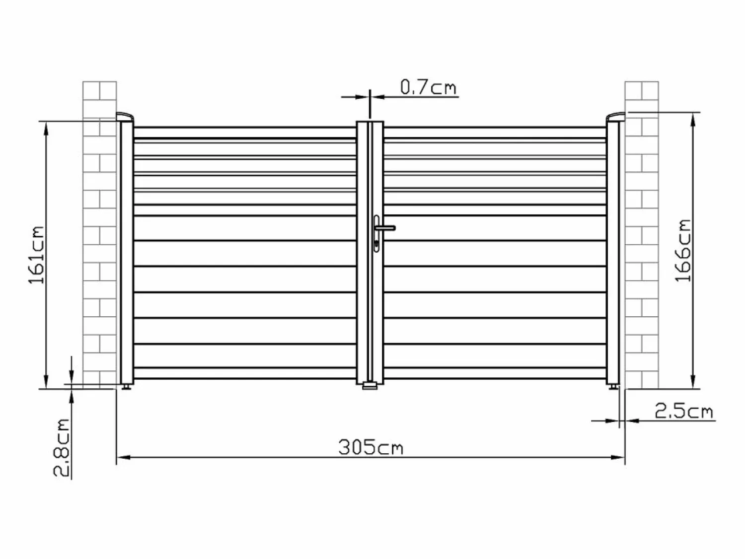 Best Portón aluminio persiana - Ancho 305 x Alt. 166 cm - Antracita - VIAZO Portón