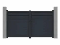 Discount EXPERTLAND Portón aluminio persiana - Ancho 305 x Alt. 181 cm - Antracita - VIAZO Gris antracita