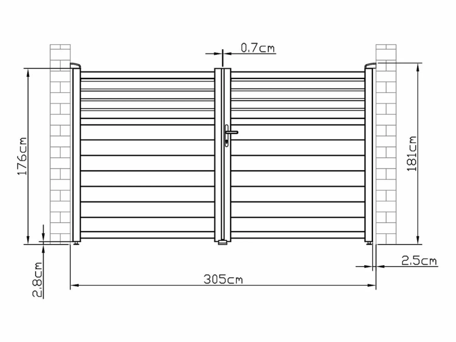 Discount EXPERTLAND Portón aluminio persiana - Ancho 305 x Alt. 181 cm - Antracita - VIAZO Gris antracita