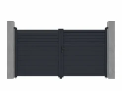 EXPERTLAND Portón batiente eléctrico de aluminio persiana Ancho 305 x Alt. 166 cm antracita VIAZO