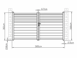 EXPERTLAND Portón batiente eléctrico de aluminio persiana Ancho 305 x Alt. 166 cm antracita VIAZO