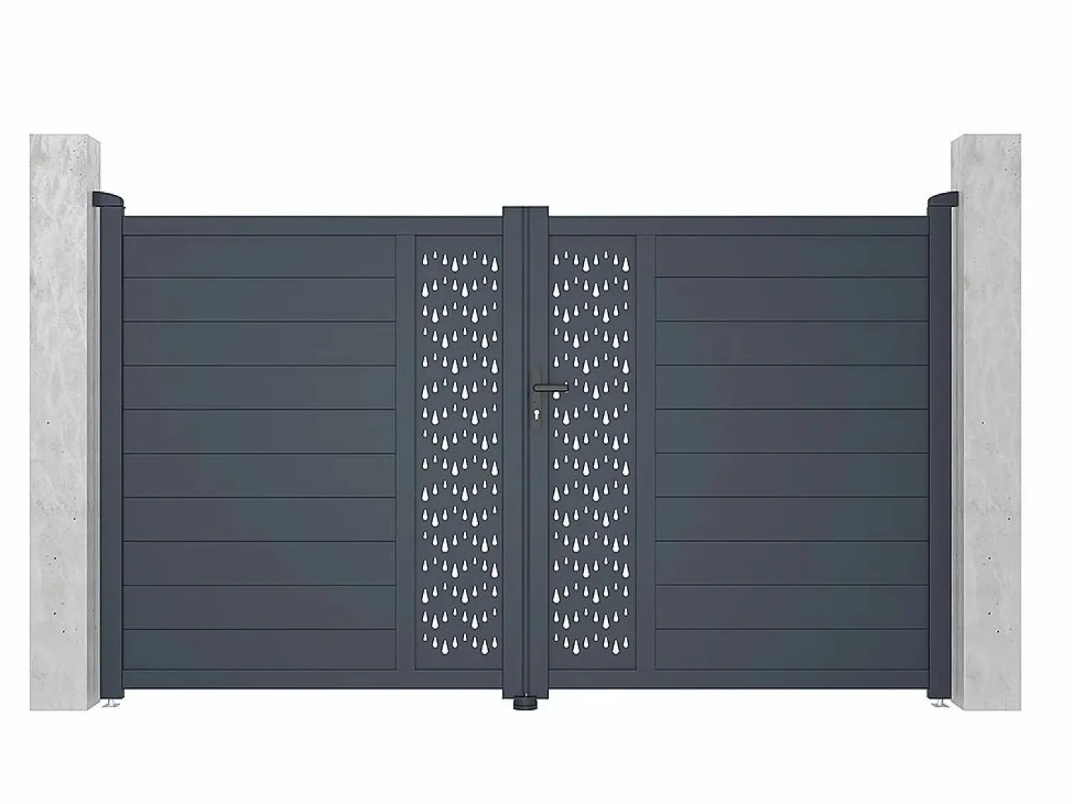 Online Portón batiente eléctrico de aluminio Ancho 305 x Alt. 181 cm antracita GREGOR Portón