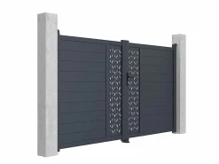 Online Portón batiente eléctrico de aluminio Ancho 305 x Alt. 181 cm antracita GREGOR Portón