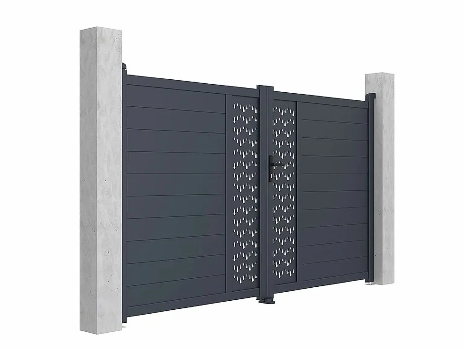 Online Portón batiente eléctrico de aluminio Ancho 305 x Alt. 181 cm antracita GREGOR Portón