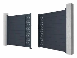Online Portón batiente eléctrico de aluminio Ancho 305 x Alt. 181 cm antracita GREGOR Portón
