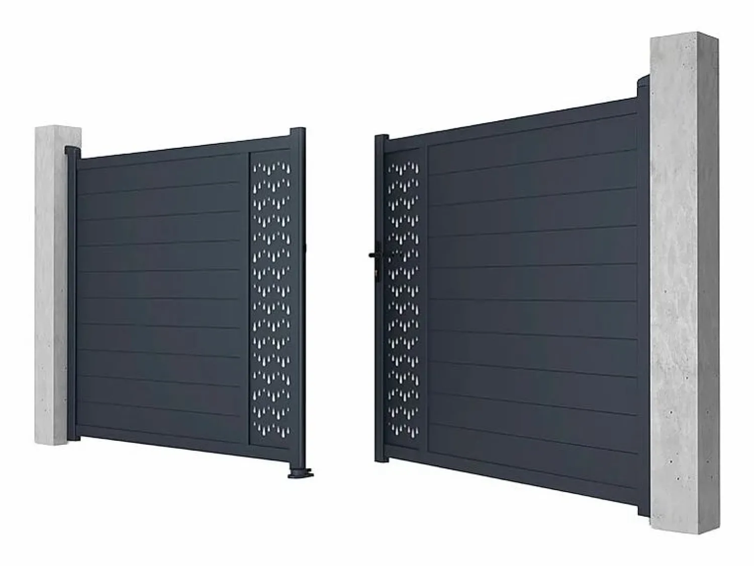 Online Portón batiente eléctrico de aluminio Ancho 305 x Alt. 181 cm antracita GREGOR Portón