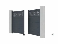 Portón batiente eléctrico de aluminio Ancho 305 x Alt. 181 cm antracita BAZIO Portón