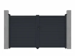 Outlet Portón batiente eléctrico de aluminio persiana Ancho 305 x Alt. 181 cm antracita VIAZO Portón