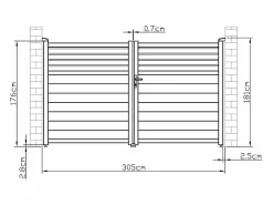 Outlet Portón batiente eléctrico de aluminio persiana Ancho 305 x Alt. 181 cm antracita VIAZO Portón