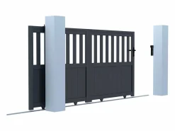 Best EXPERTLAND Portón corredero aluminio calado Ancho 401 x Alt. 149 cm antracita TARNOS II Gris antracita