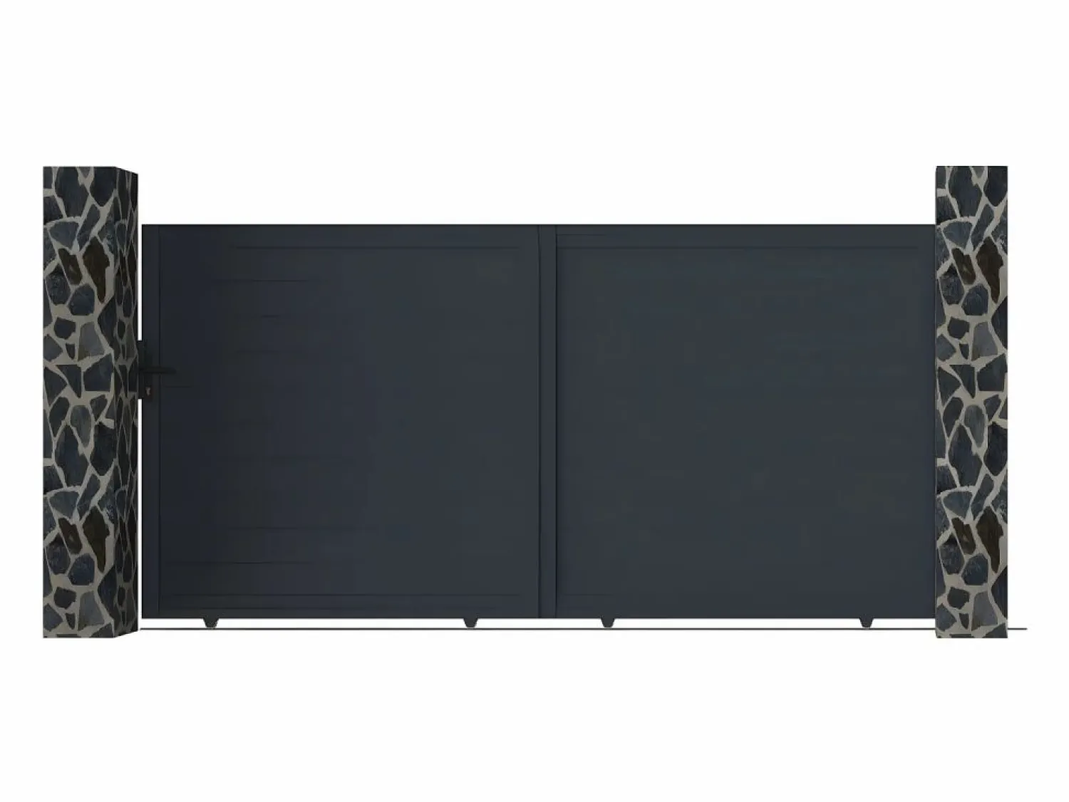 Hot EXPERTLAND Portón corredero de aluminio antracita Ancho 374 x Alt. 180 cm - NAZARIO Gris antracita