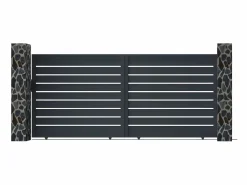 EXPERTLAND Portón corredero de aluminio antracita - 392x176 cm - PRIMO Gris antracita