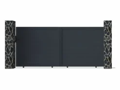 New Portón corredero de aluminio antracita Ancho 350 x Alt. 158 cm - NAZARIO Portón