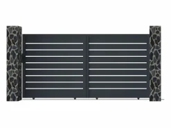 Clearance EXPERTLAND Portón corredero de aluminio con calado antracita - Ancho 350 x Alt. 176 cm - PRIMO Gris antracita