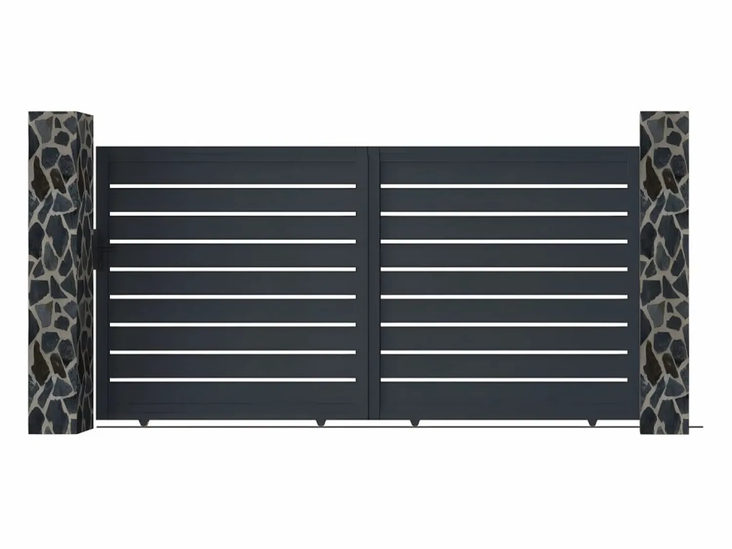 Clearance EXPERTLAND Portón corredero de aluminio con calado antracita - Ancho 350 x Alt. 176 cm - PRIMO Gris antracita