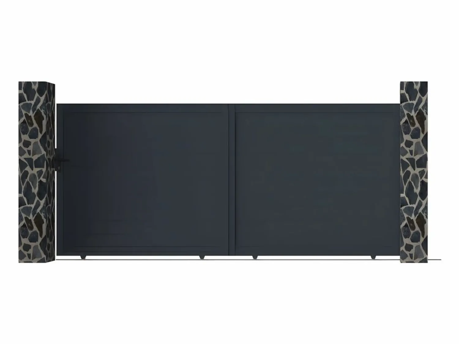 Discount EXPERTLAND Portón corredero de aluminio antracita Ancho 392 x Alt. 173 cm - NAZARIO Gris antracita