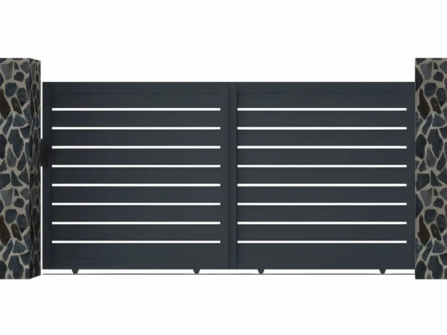 EXPERTLAND Portón corredero motorizado de aluminio color antracita PRIMO - Ancho 392 x Alt. 176 cm