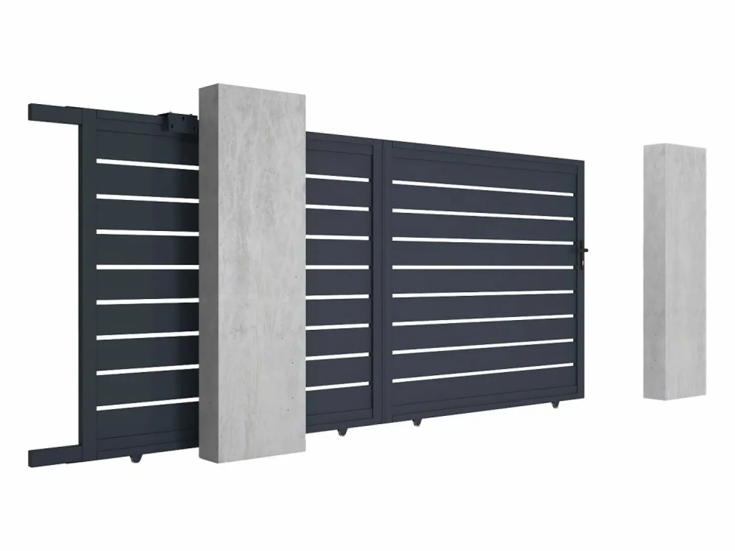 EXPERTLAND Portón corredero motorizado de aluminio color antracita PRIMO - Ancho 392 x Alt. 176 cm