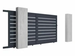 Online EXPERTLAND Portón corredero motorizado de aluminio color antracita PRIMO - Ancho 350 x Alt. 176 cm Gris antracita