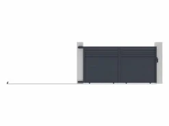 Clearance EXPERTLAND Portón corredizo de aluminio persianado L374 x H180 cm antracita - VIAZO Gris antracita
