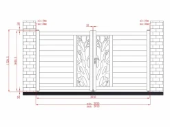 EXPERTLAND Portón de aluminio Ancho 300 x Alt. 164 cm antracita LABRIT II