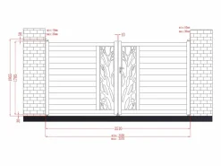 EXPERTLAND Portón de aluminio Ancho 350 x Alt. 179 cm antracita LABRIT II Gris antracita