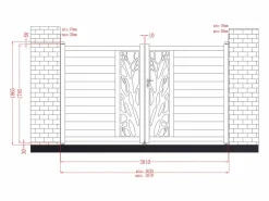 Sale Portón de aluminio Ancho 300 x Alt. 179 cm antracita LABRIT II Portón