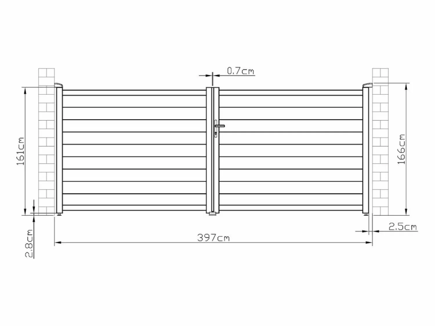 Portón de aluminio color antracita Ancho 392 x Alt. 158 cm NAZARIO Portón