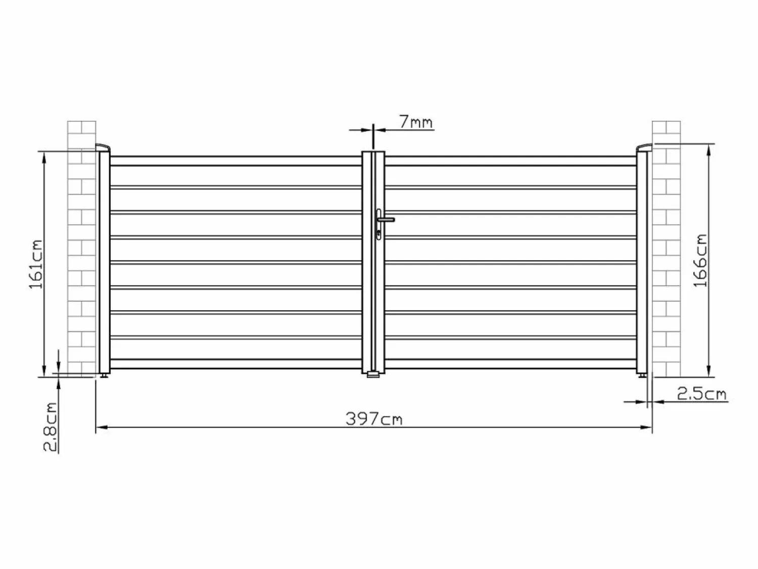 EXPERTLAND Portón de aluminio color antracita Ancho 392 x Alt. 158 cm PRIMO