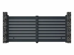 EXPERTLAND Portón de aluminio color antracita Ancho 350 x Alt. 158 cm PRIMO