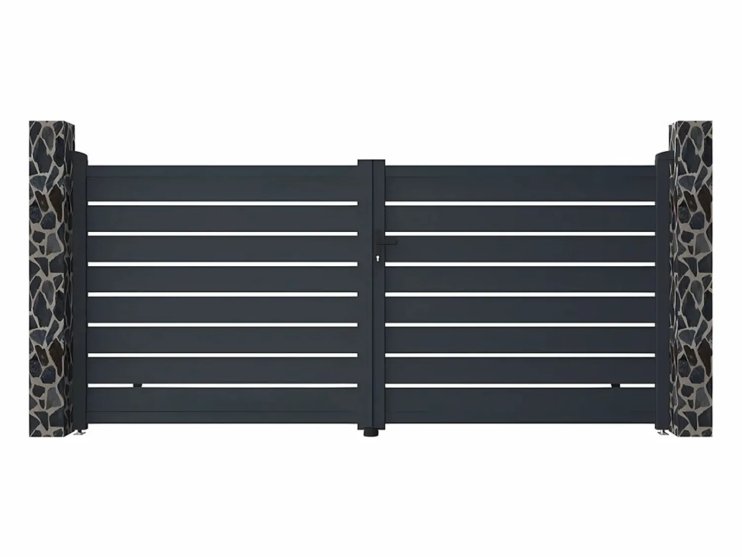 EXPERTLAND Portón de aluminio color antracita Ancho 350 x Alt. 158 cm PRIMO