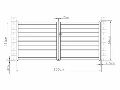 EXPERTLAND Portón de aluminio color antracita Ancho 350 x Alt. 158 cm PRIMO