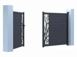 EXPERTLAND Portón eléctrico batiente de aluminio Ancho 300 x Alt. 164 cm antracita LABRIT II