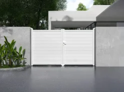 Outlet Portón eléctrico batiente de aluminio Ancho 305 x Alt. 181 cm NAZARIO Portón