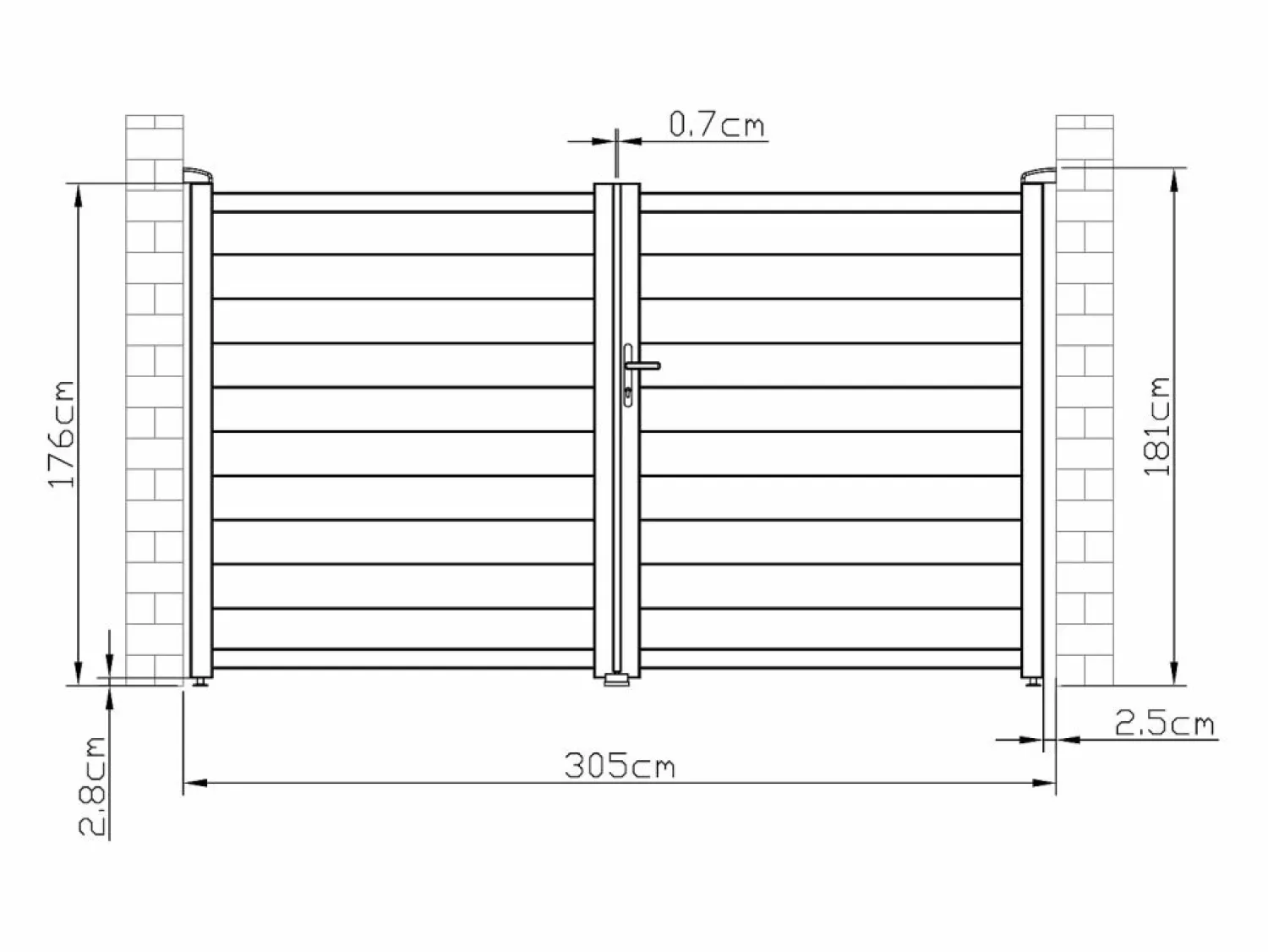 Outlet Portón eléctrico batiente de aluminio Ancho 305 x Alt. 181 cm NAZARIO Portón