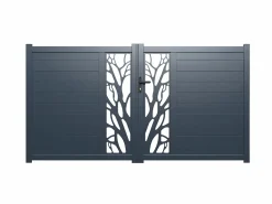 Online EXPERTLAND Portón eléctrico batiente de aluminio Ancho 350 x Alt. 164 cm antracita LABRIT II Gris antracita