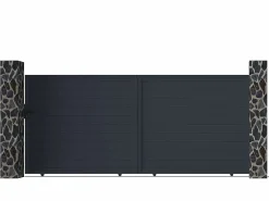 Discount EXPERTLAND Portón motorizado de aluminio color antracita NAZARIO - Ancho 392 x Alt. 173 cm Gris antracita