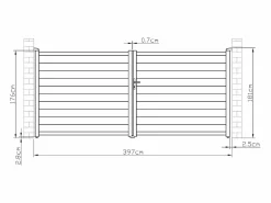 Online EXPERTLAND Portón motorizado de aluminio color antracita NAZARIO - Ancho 392 x Alt. 173 cm Gris antracita
