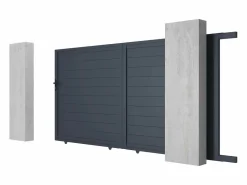 Online EXPERTLAND Portón motorizado de aluminio color antracita NAZARIO - Ancho 374 x Alt. 180 cm Gris antracita