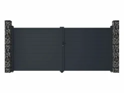 Clearance EXPERTLAND Portón motorizado de aluminio color antracita NAZARIO - Ancho 392 x Alt. 158 cm Gris antracita
