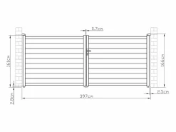 Clearance EXPERTLAND Portón motorizado de aluminio color antracita NAZARIO - Ancho 392 x Alt. 158 cm Gris antracita