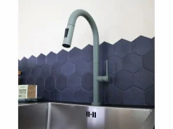 Essebagno Portofino Mezclador de lavabo con teleducha extraíble gris verdoso