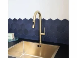 Online Portofino Mezclador de lavabo con teleducha extraíble en oro cepillado Grifo De Cocina